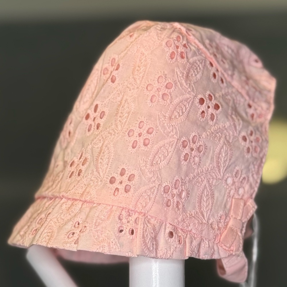 Pink Eyelet Newborn Sun Hat